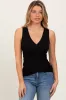 Black Ribbed Crossover Neckline Tank sold by Pinkblush