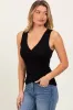 Black Ribbed Crossover Neckline Tank sold by Pinkblush