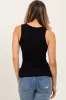 Black Ribbed Crossover Neckline Tank sold by Pinkblush