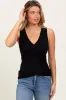 Black Ribbed Crossover Neckline Tank sold by Pinkblush