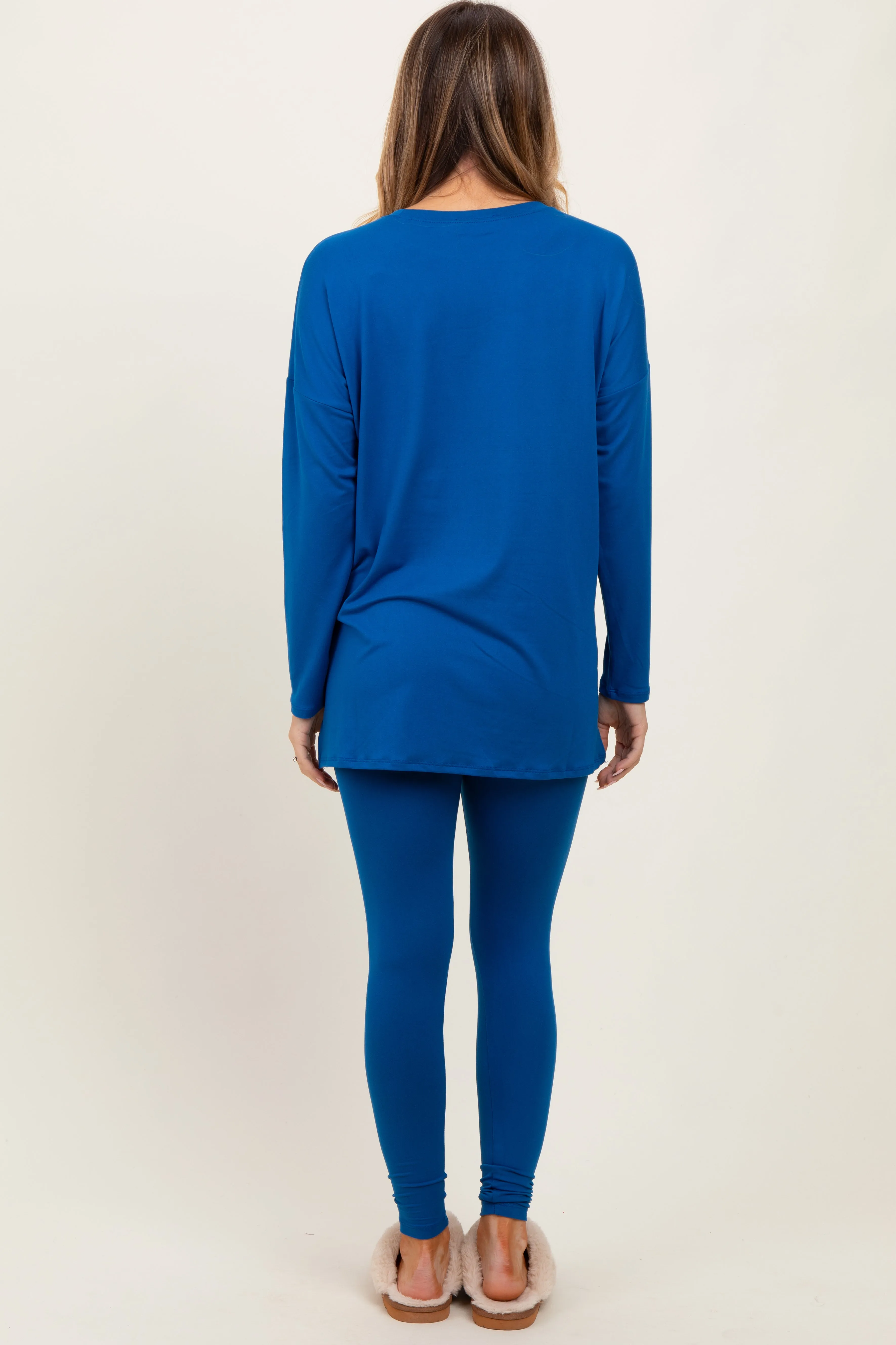 Blue Brushed Knit Oversized Top and Legging Set sold by Pinkblush product image thumbnail 4
