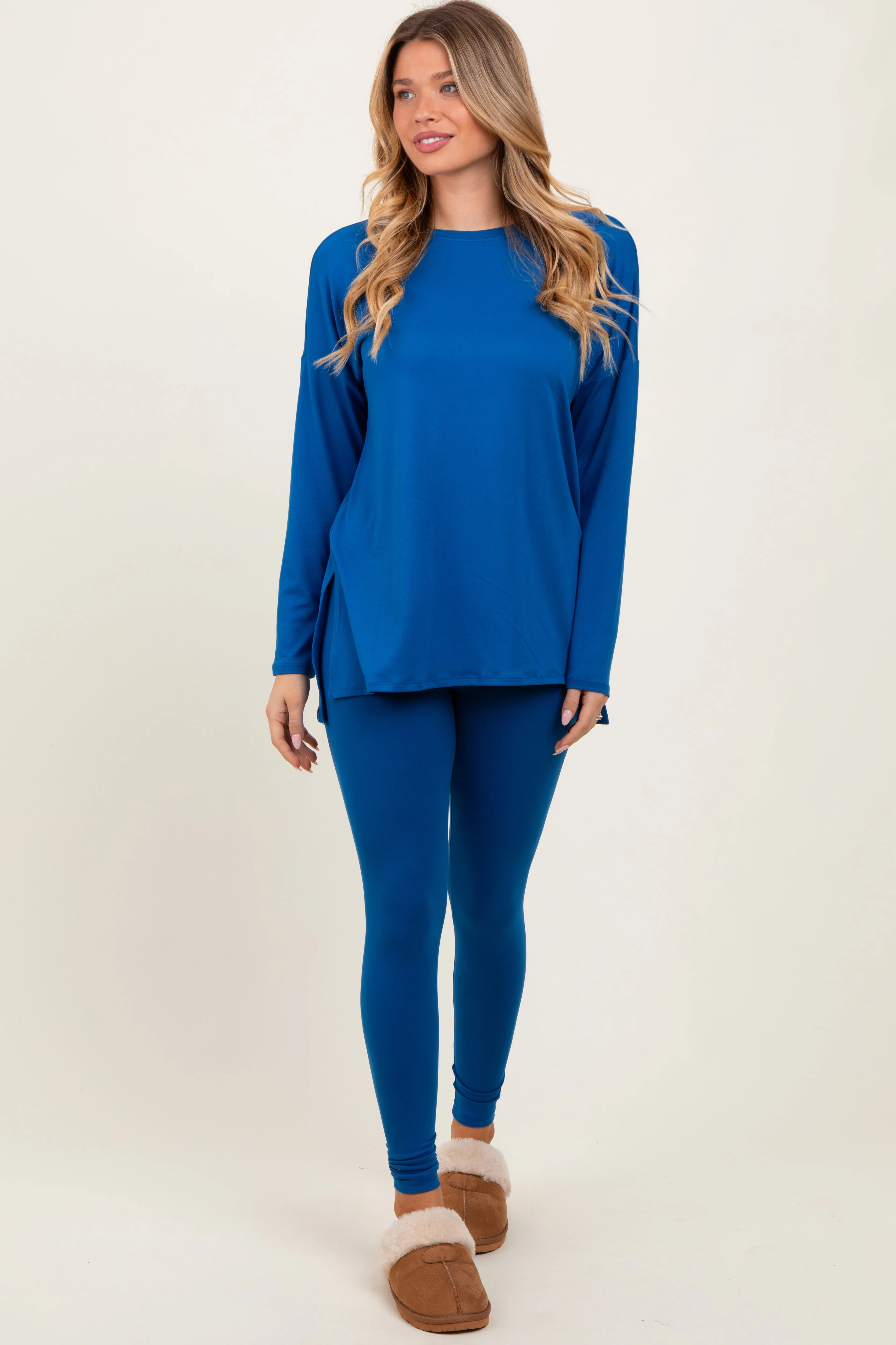 Blue Brushed Knit Oversized Top and Legging Set sold by Pinkblush product image thumbnail 2