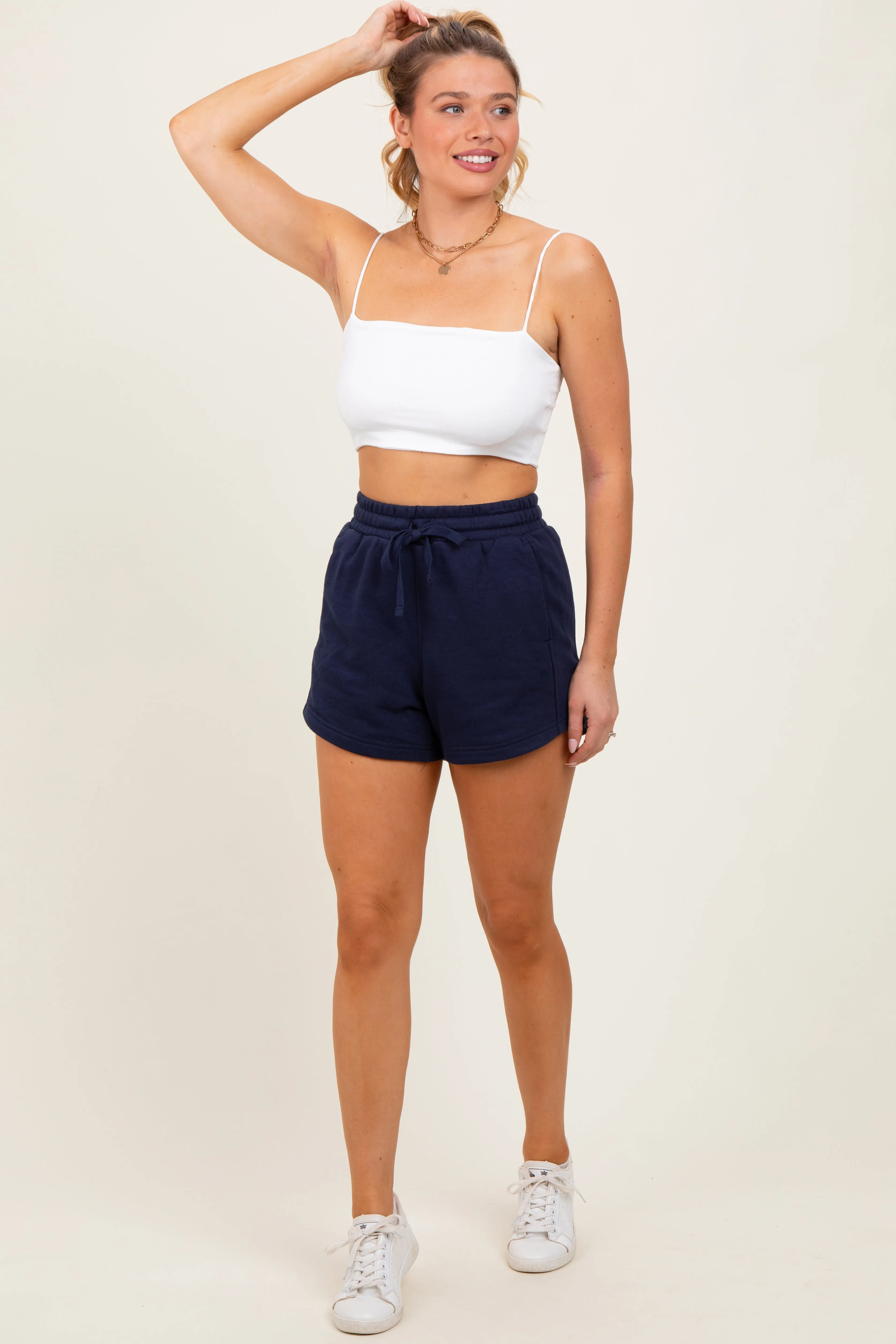 Navy Blue Terry Shorts sold by Pinkblush product image thumbnail 2