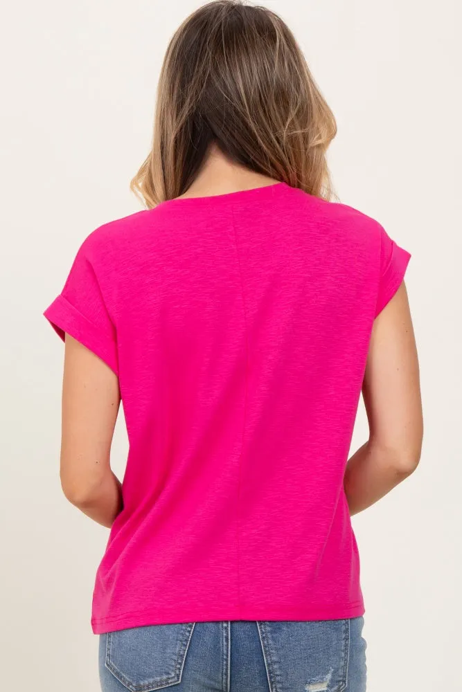 Fuchsia Rolled Short Sleeve Tee sold by Pinkblush product image thumbnail 4