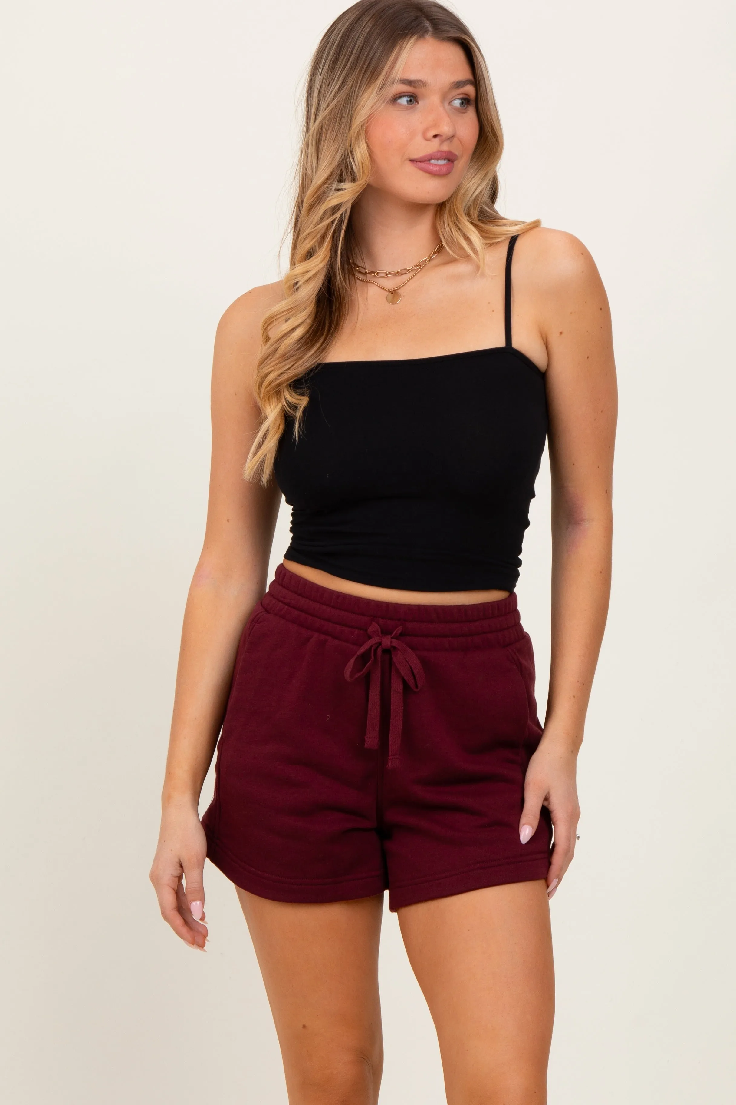 Burgundy Terry Shorts sold by Pinkblush