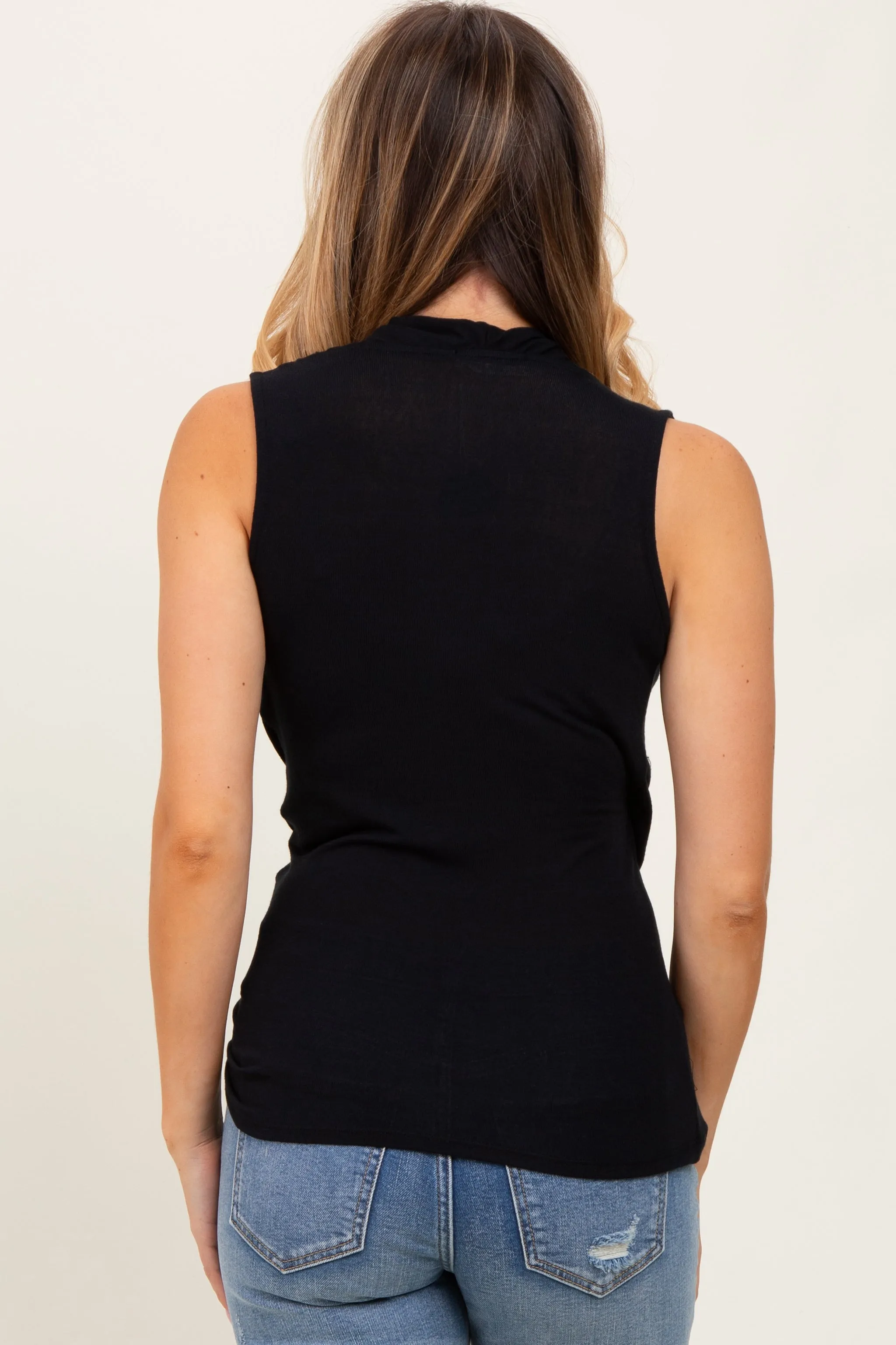 Black Draped Crossover Sleeveless Top sold by Pinkblush product image thumbnail 3