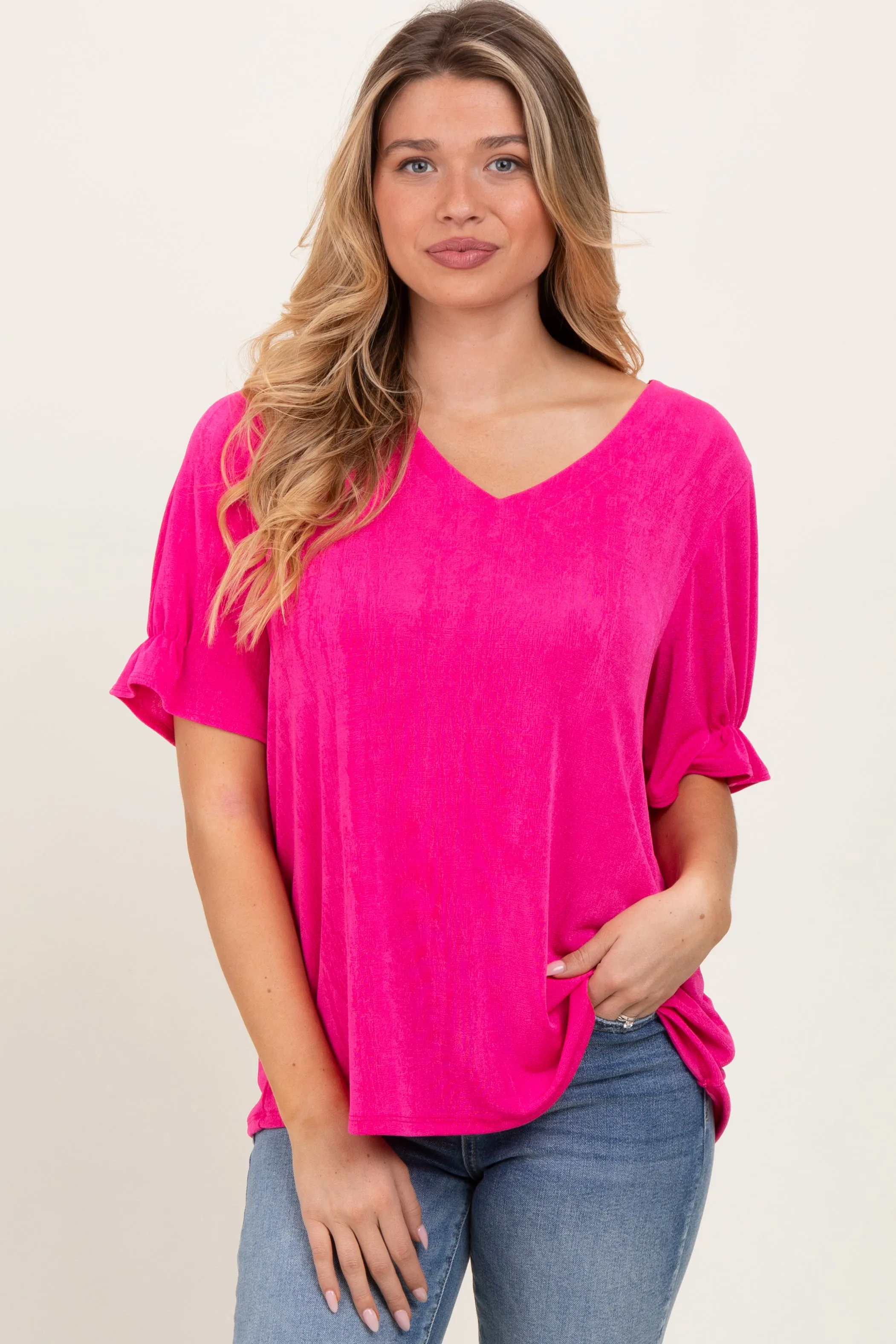 Pink Relaxed Ruffle Detail Short Sleeve Top sold by Pinkblush product image thumbnail 2