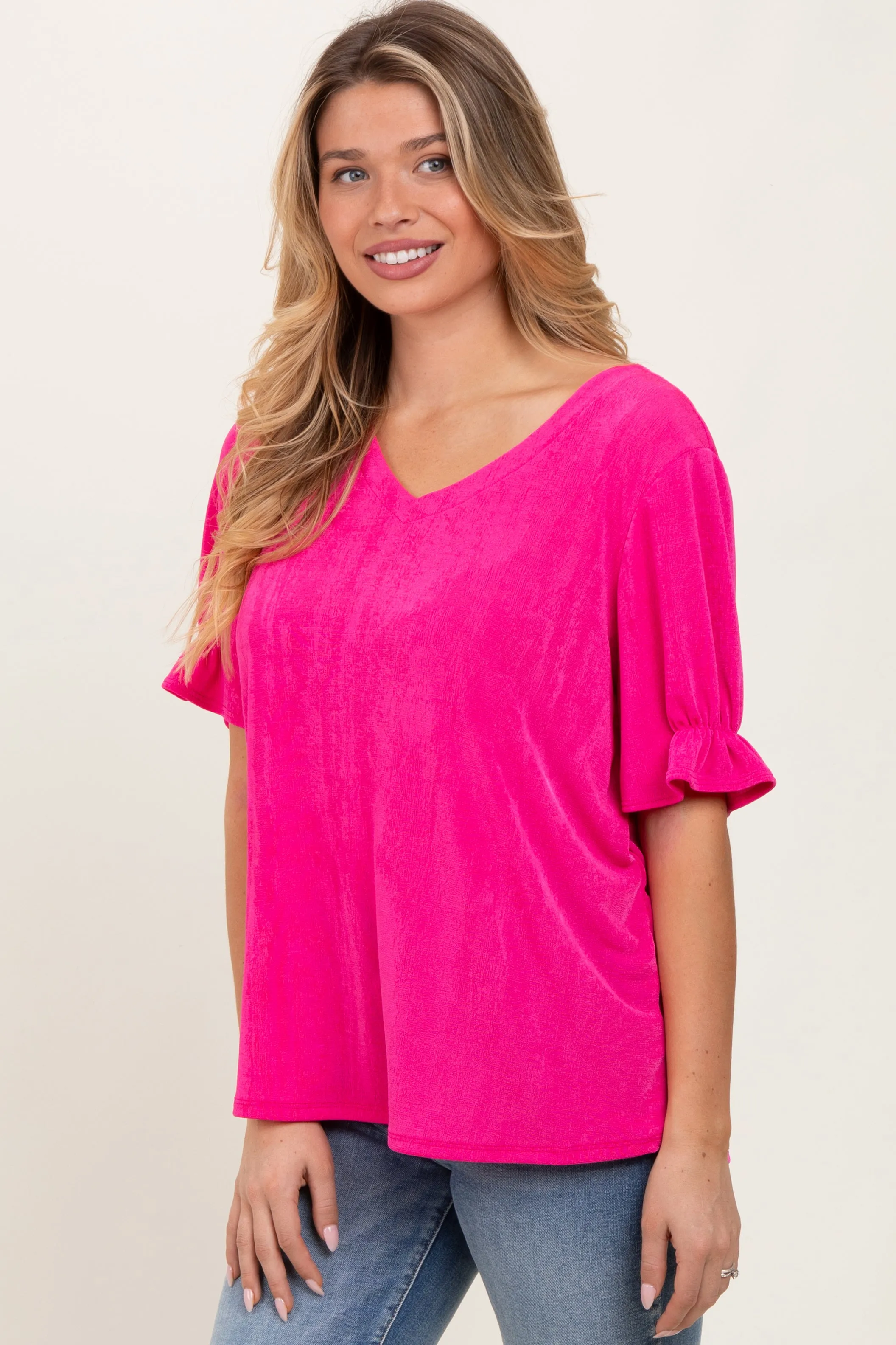 Pink Relaxed Ruffle Detail Short Sleeve Top sold by Pinkblush product image thumbnail 3