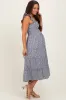 Black Gingham Ruffle Tiered Maternity Midi Dress sold by Pinkblush
