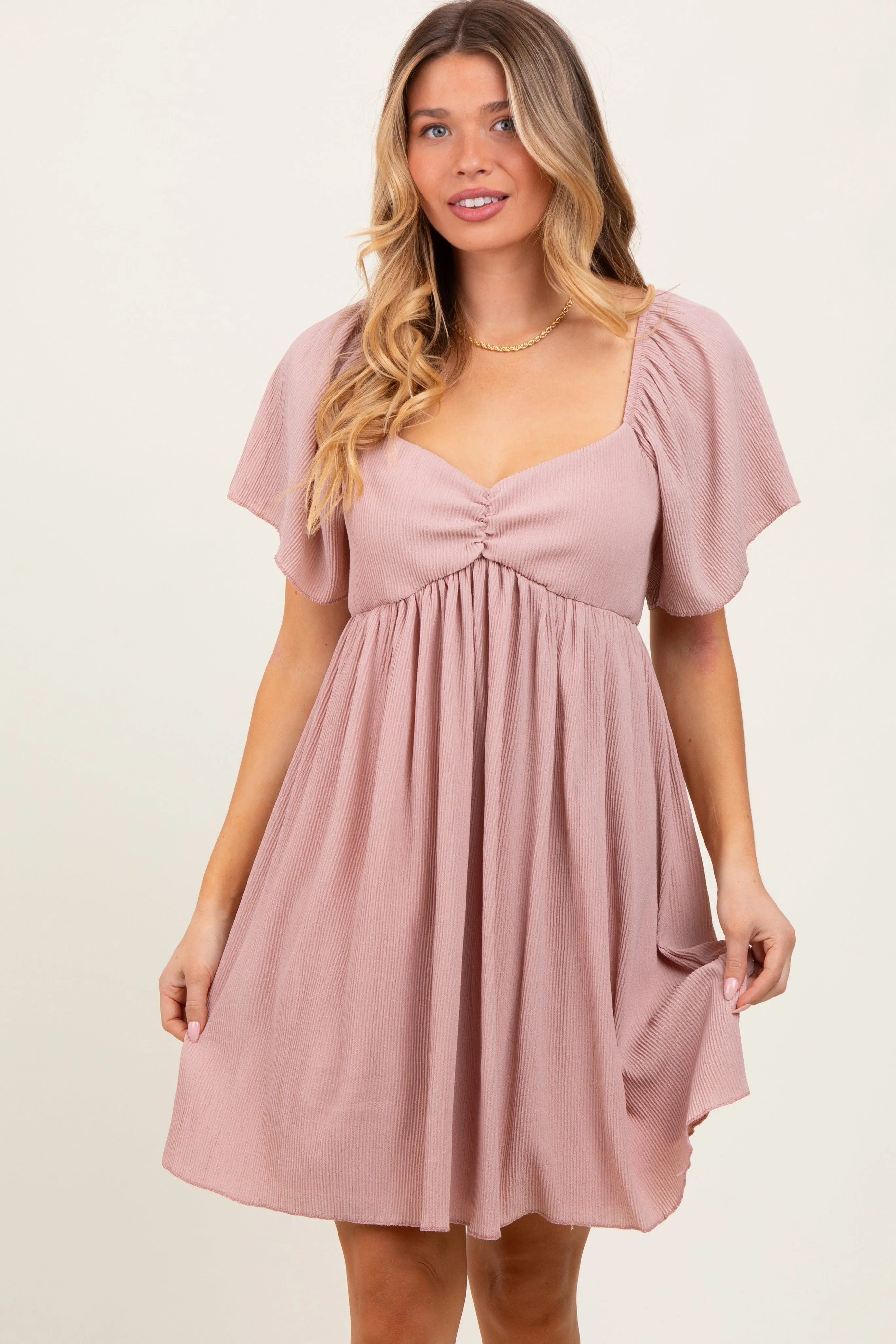 Light Pink Sweetheart Neckline Plisse Dress sold by Pinkblush product image thumbnail 2