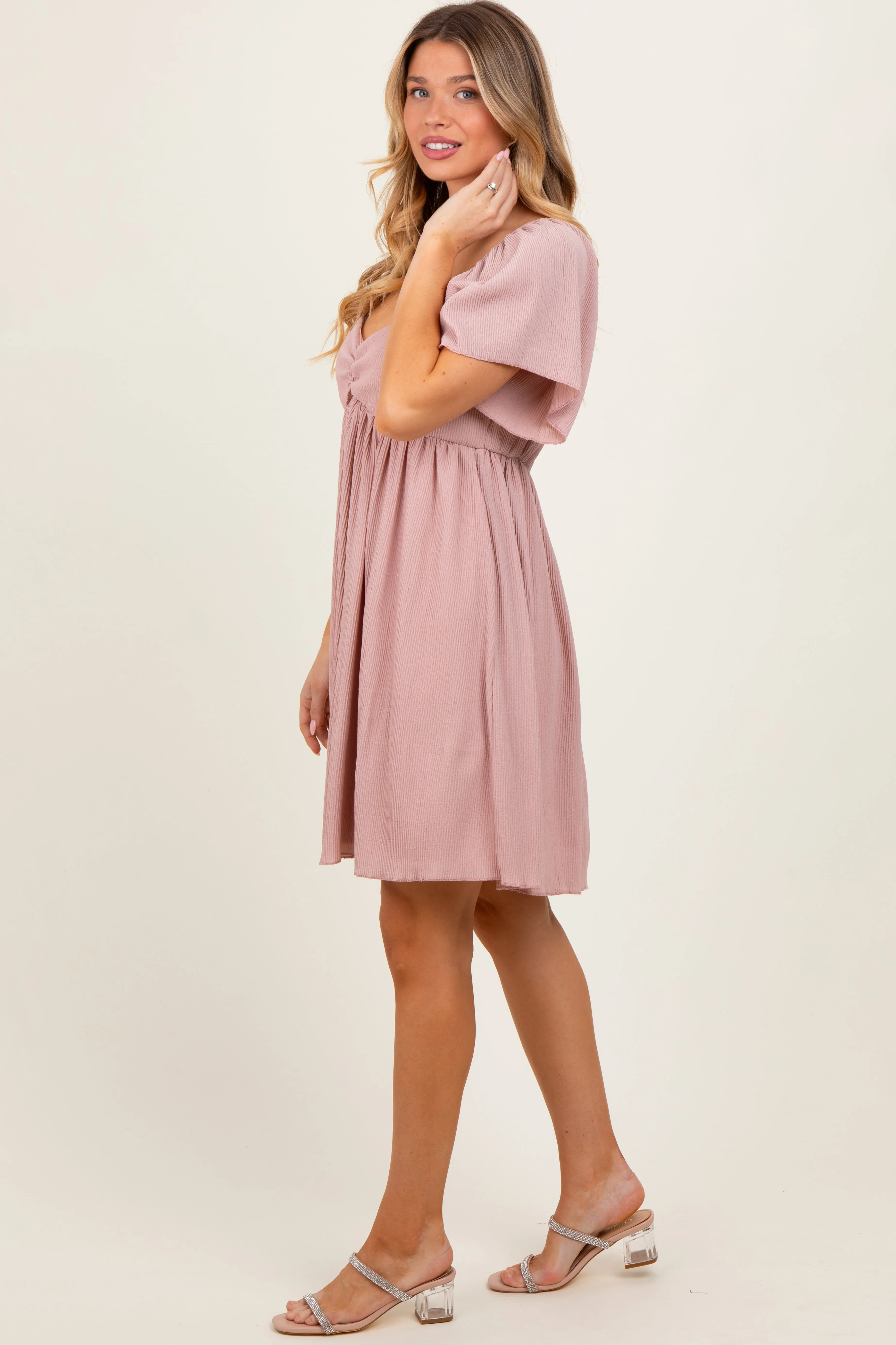 Light Pink Sweetheart Neckline Plisse Dress sold by Pinkblush product image thumbnail 3