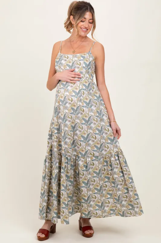 White Floral Tie Back Cutout Maternity Maxi Dress sold by Pinkblush