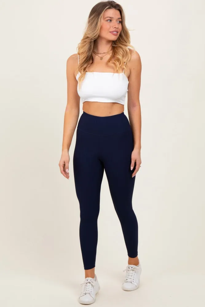 Navy Ribbed Leggings sold by Pinkblush