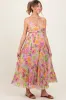 Lilac Floral Pleated Open Back Maternity Maxi Dress sold by Pinkblush