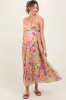 Lilac Floral Pleated Open Back Maternity Maxi Dress sold by Pinkblush