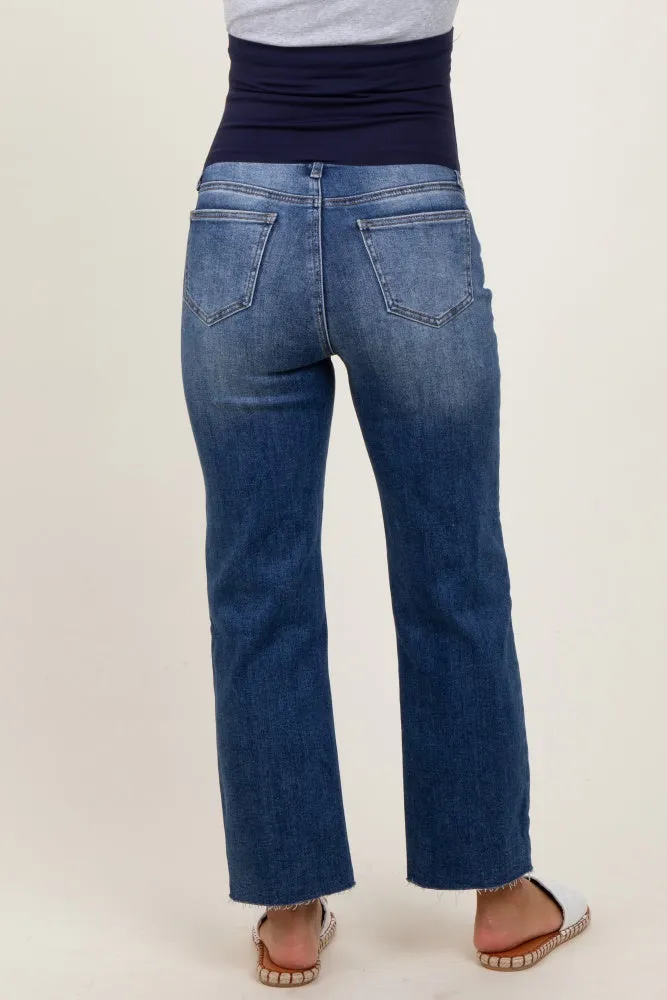Dark Wash Faded Cropped Maternity Jeans sold by Pinkblush product image thumbnail 5