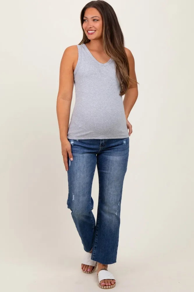 Dark Wash Faded Cropped Maternity Jeans sold by Pinkblush product image thumbnail 2