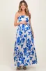 Blue Strapless Back Tie Maternity Maxi Dress sold by Pinkblush