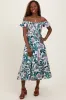 Teal Multi Smocked Top Woven Maternity Midi Dress sold by Pinkblush