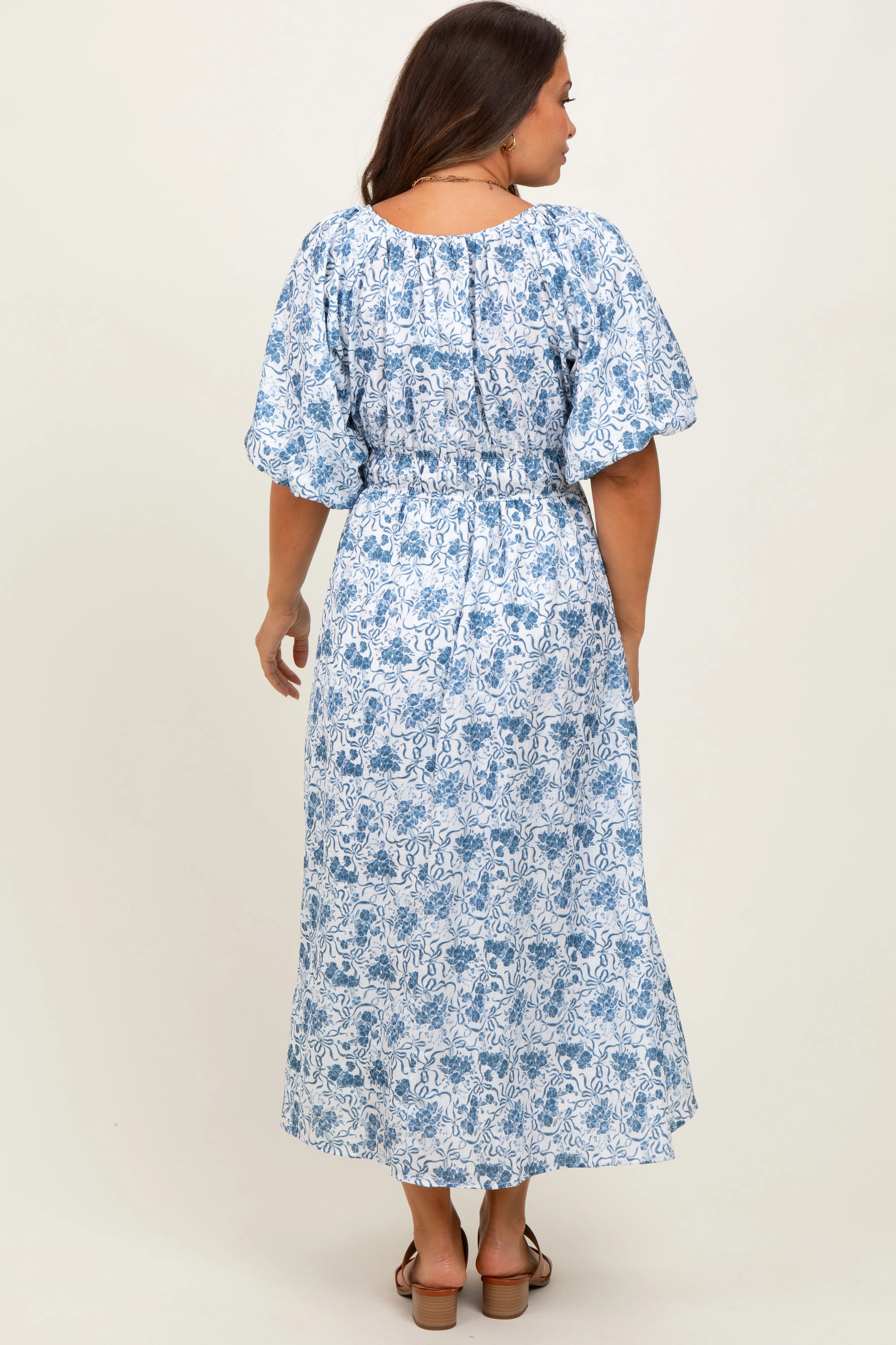 Blue Multi Printed Floral Maternity Maxi Dress sold by Pinkblush product image thumbnail 2