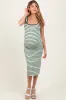 Mint Striped Knit Square Neck Maternity Midi Dress sold by Pinkblush