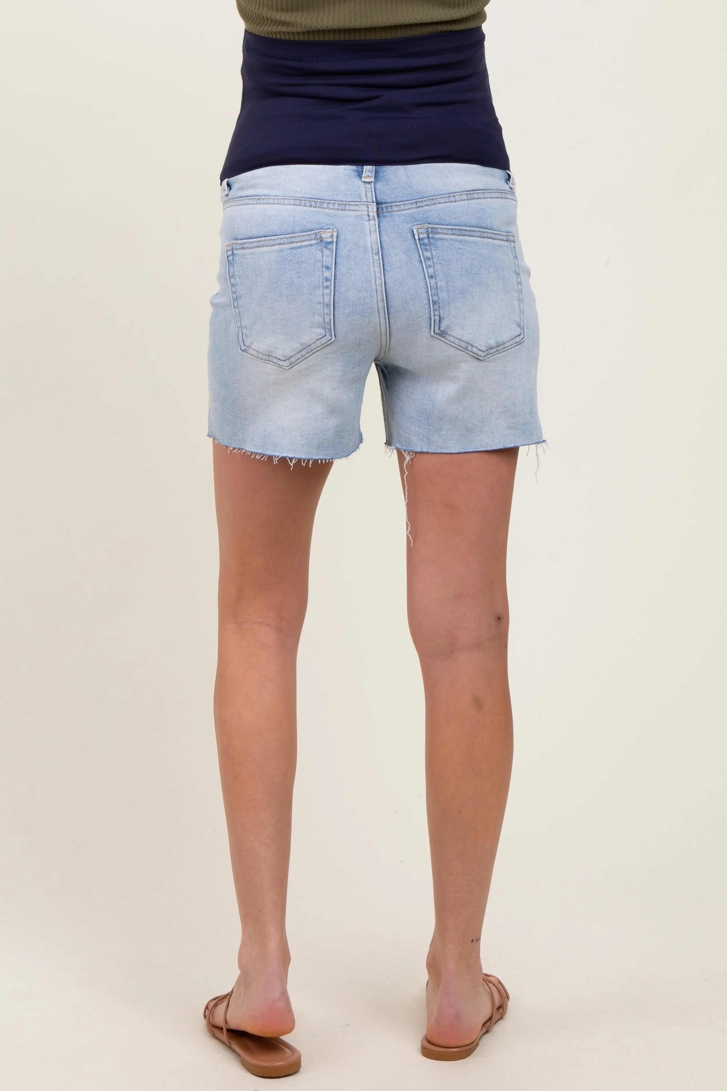 Light High Rise Raw Cut Hem Side Slit Shorts sold by Pinkblush product image thumbnail 3
