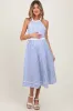 Blue Striped Halter Maternity Tie Back Cutout Maternity Midi Dress sold by Pinkblush