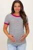 Ivory Pinstripe Contrast Trim Maternity Tee sold by Pinkblush