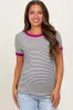 Ivory Pinstripe Contrast Trim Maternity Tee sold by Pinkblush