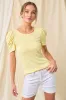Yellow Ribbed Ruched Short Sleeve Maternity Top sold by Pinkblush