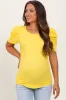 Yellow Ribbed Ruched Short Sleeve Maternity Top sold by Pinkblush