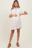 Beige Dolman Sleeve Linen Maternity Shirt Dress sold by Pinkblush