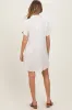 Beige Dolman Sleeve Linen Maternity Shirt Dress sold by Pinkblush