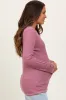 Mauve Button Detail Maternity Long Sleeve Thermal Top sold by Pinkblush