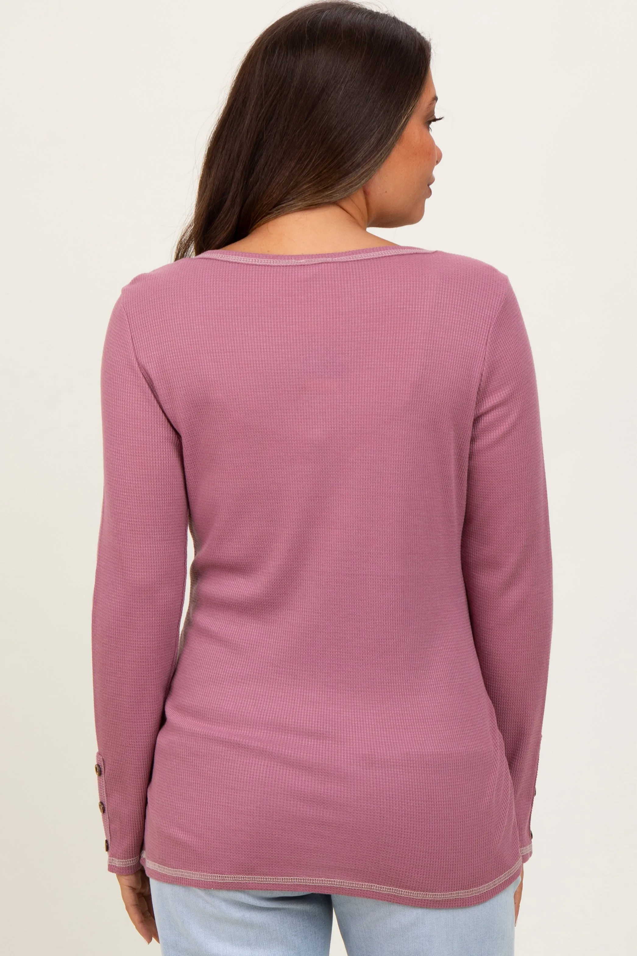 Mauve Button Detail Maternity Long Sleeve Thermal Top sold by Pinkblush product image thumbnail 3