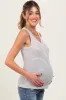 Navy Striped Knit V-Neck Maternity Tank Top sold by Pinkblush
