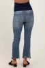 Dark Wash Distressed Cropped Maternity Jeans sold by Pinkblush