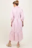 Pink Striped Collar Maternity Maxi Dress sold by Pinkblush