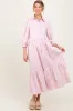 Pink Striped Collar Maternity Maxi Dress sold by Pinkblush