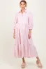 Pink Striped Collar Maternity Maxi Dress sold by Pinkblush