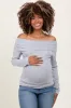 Heather Grey Off Shoulder Foldover Maternity Long Sleeve Top sold by Pinkblush