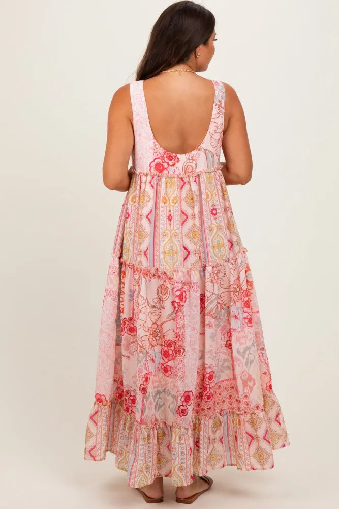 Peach Abstract Printed Maternity Maxi Dress sold by Pinkblush product image thumbnail 3