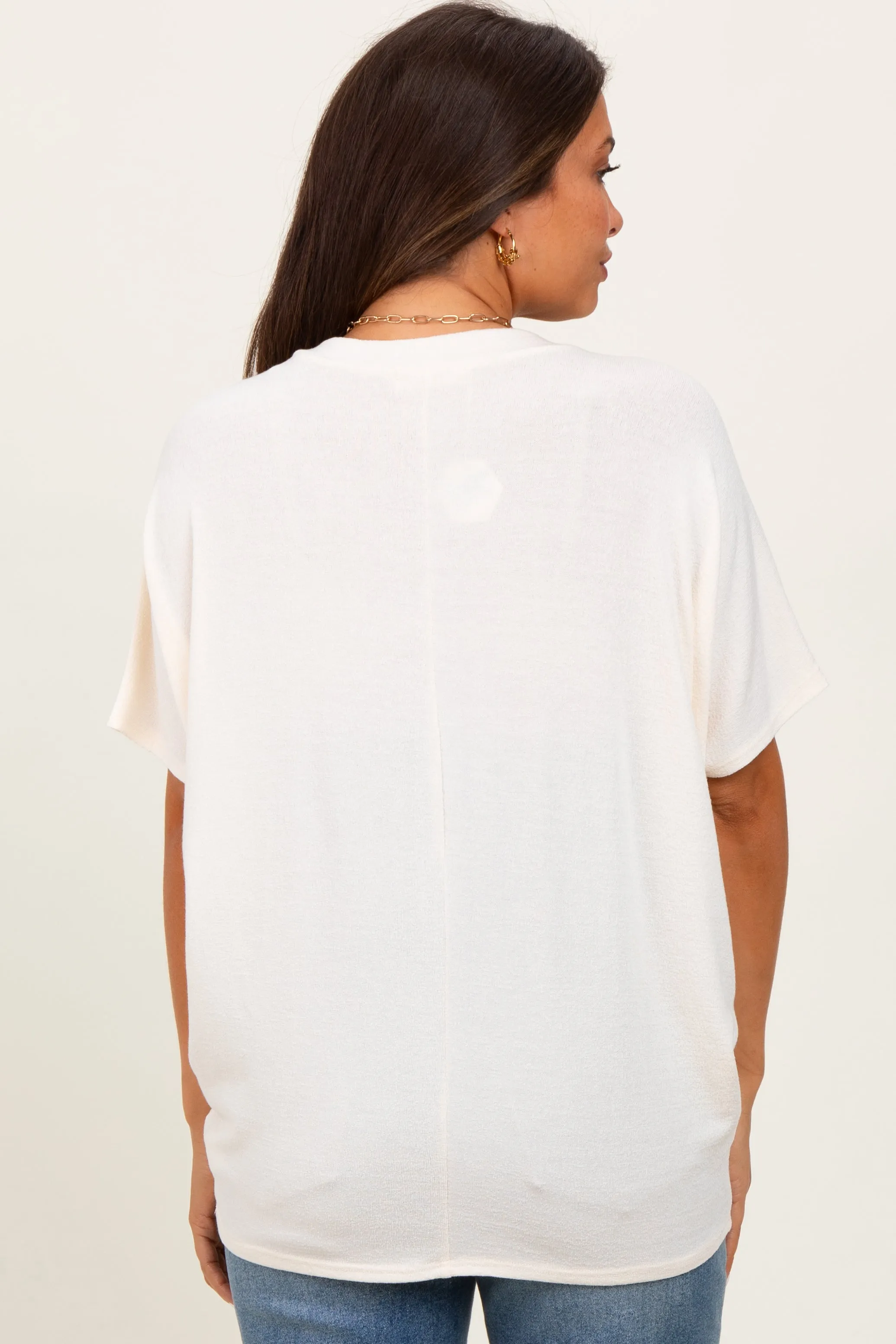 Cream V-Neck Crepe Knit Maternity Top sold by Pinkblush product image thumbnail 4