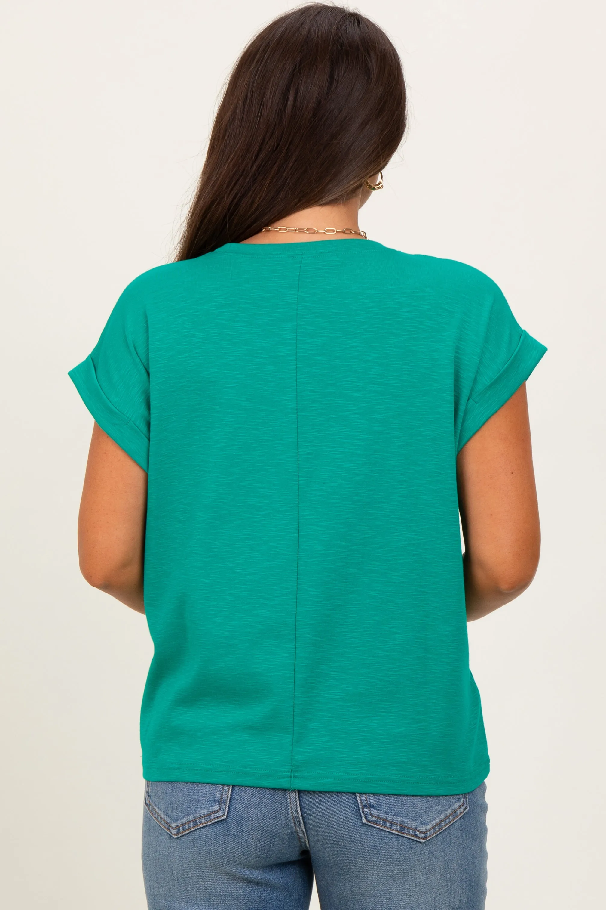 Green Rolled Cuff Maternity Short Sleeve Tee sold by Pinkblush product image thumbnail 4