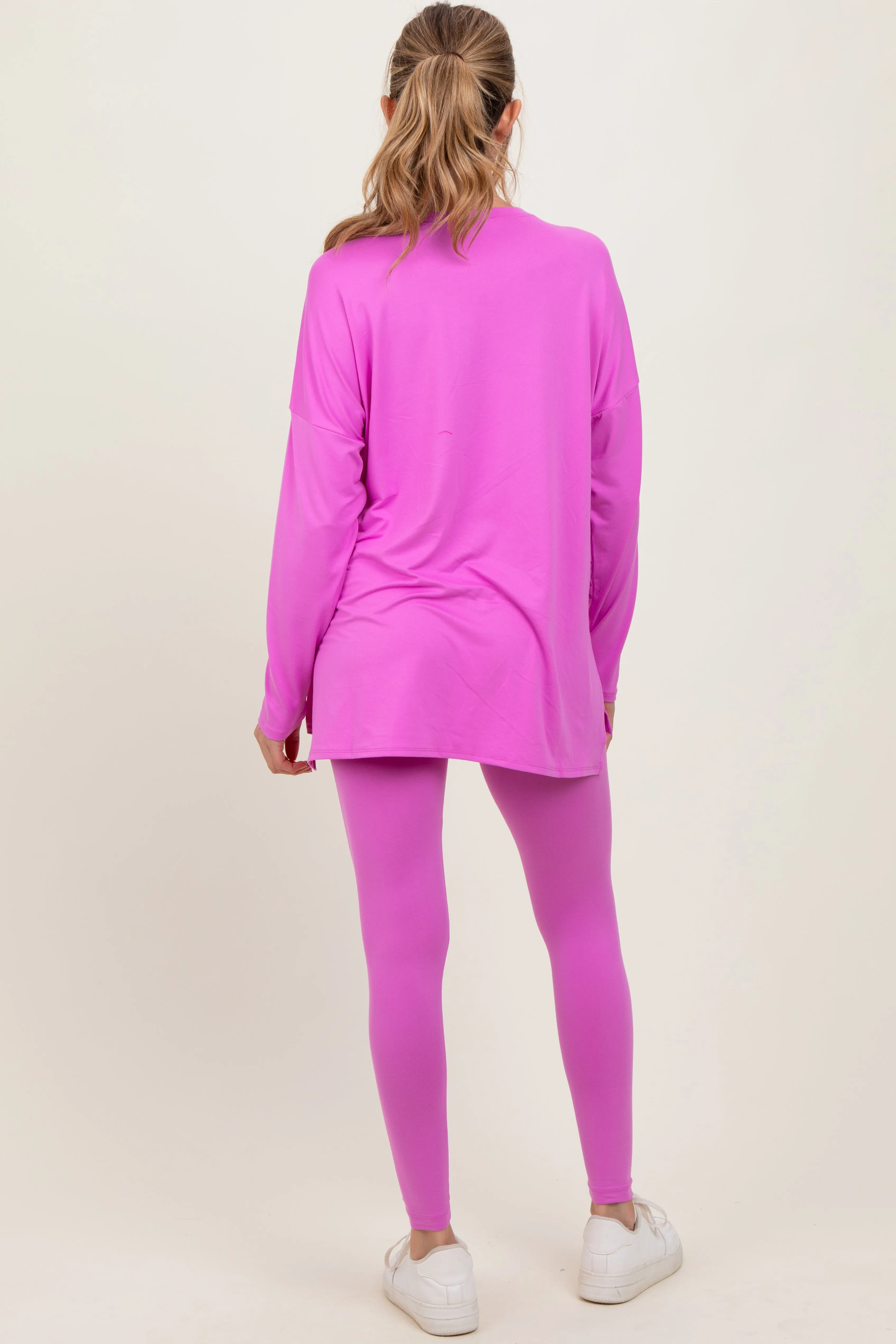 Mauve Brushed Knit Maternity Oversized Top and Legging Set sold by Pinkblush product image thumbnail 2