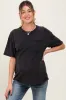 Black Short Sleeve Front Pocket Tunic Maternity Top sold by Pinkblush
