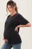 Black Short Sleeve Front Pocket Tunic Maternity Top sold by Pinkblush