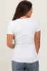 White Ribbed Scoop Neck Short Sleeve Maternity Top sold by Pinkblush