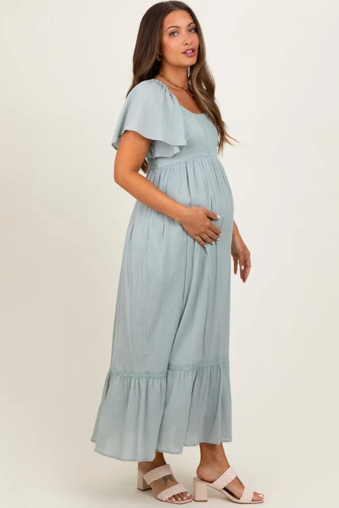 Sage Lace Square Neck Maternity Maxi Dress sold by Pinkblush product image thumbnail 3