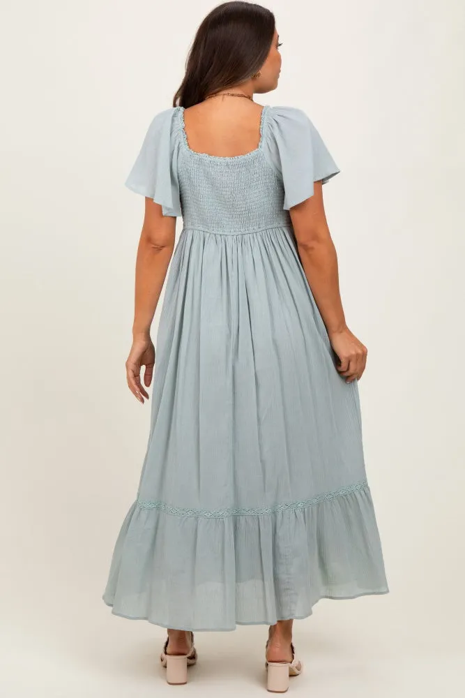 Sage Lace Square Neck Maternity Maxi Dress sold by Pinkblush product image thumbnail 4